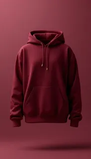 Burgundy pullover hoodie with drawcords and a front kangaroo pocket